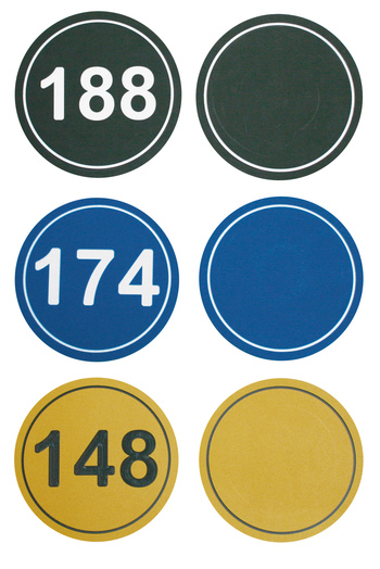 GreenLine Entfernungsmarker rund, rot (wei&szlig;e Zahlen)